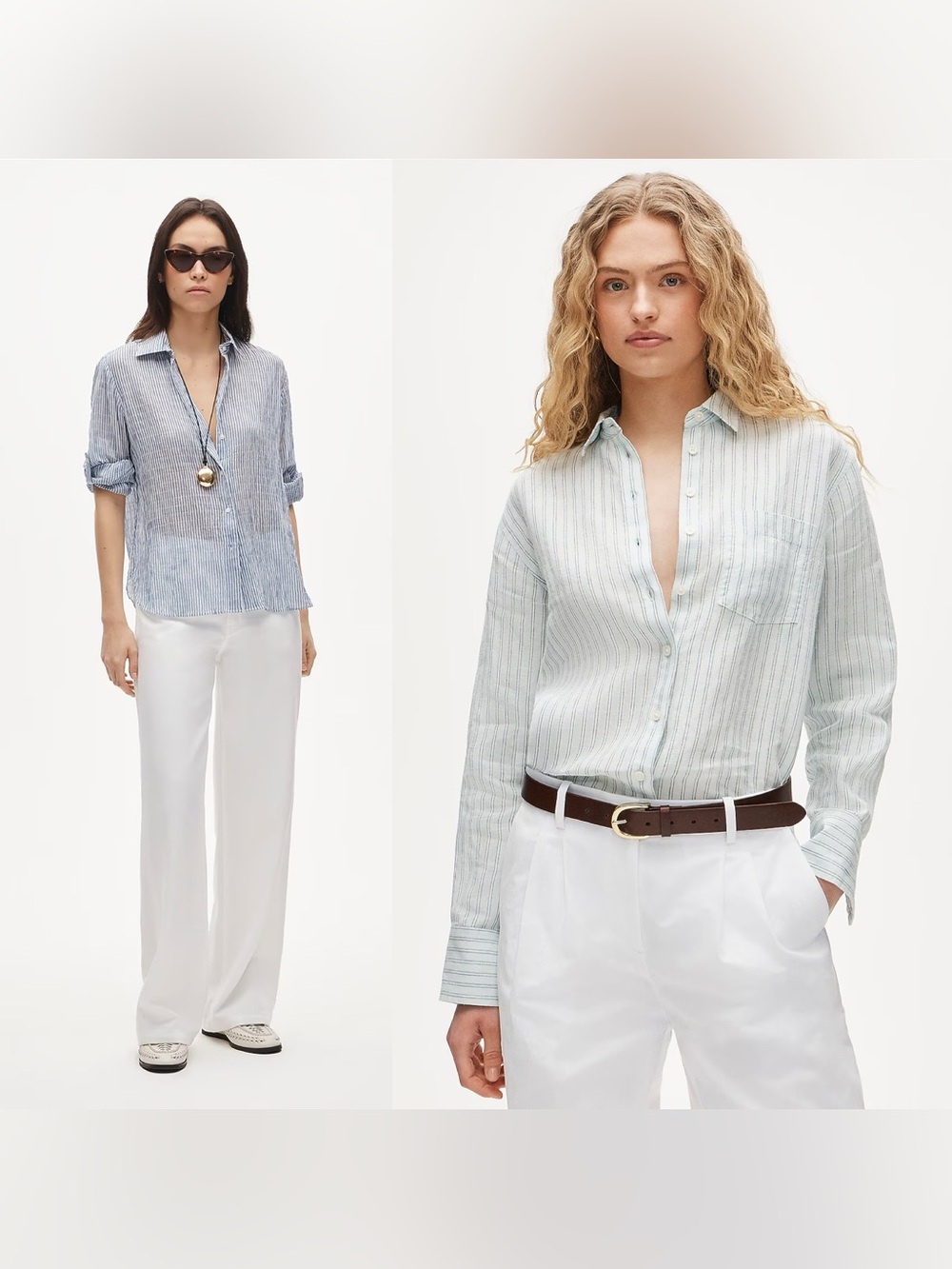 J. Crew Light Blue & White Striped Button-Up Linen Shirt - Picture 2 of 7